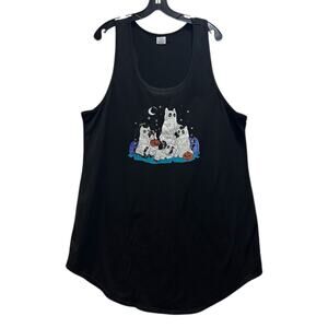 Gothic Tunic Tank Top Dress 3XL Blk Lounge Pumpkin Witchy Kitty Ghosts Moon Emo